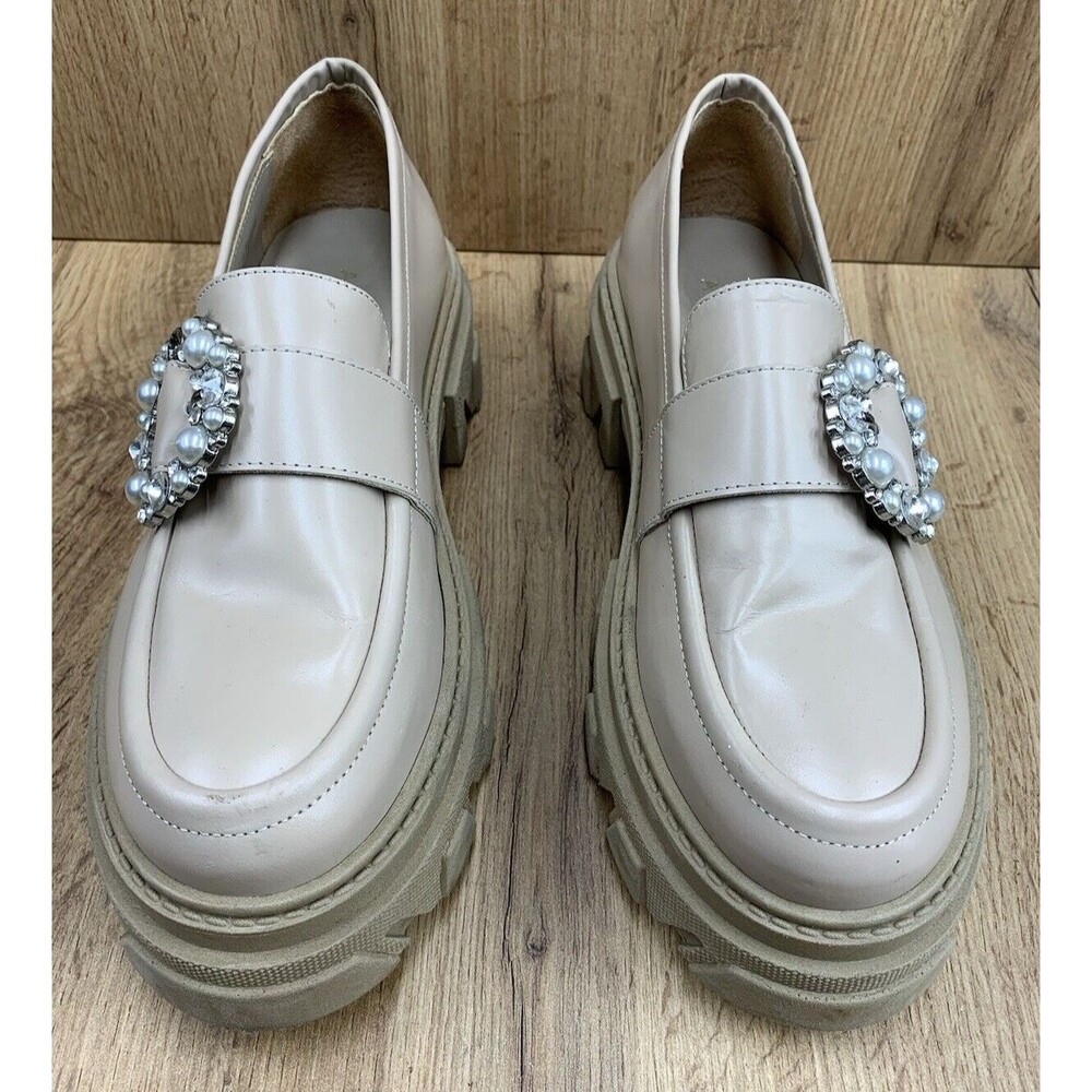 Alohas Trailblazer Loafers Shoes Women's Size US 9 EU 40 Beige Crystal Buckle - Picture 4 of 16